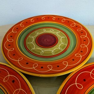 Pier 1 vintage discontinued Etrusco stoneware 11.5" hand painted‎ dinner plate